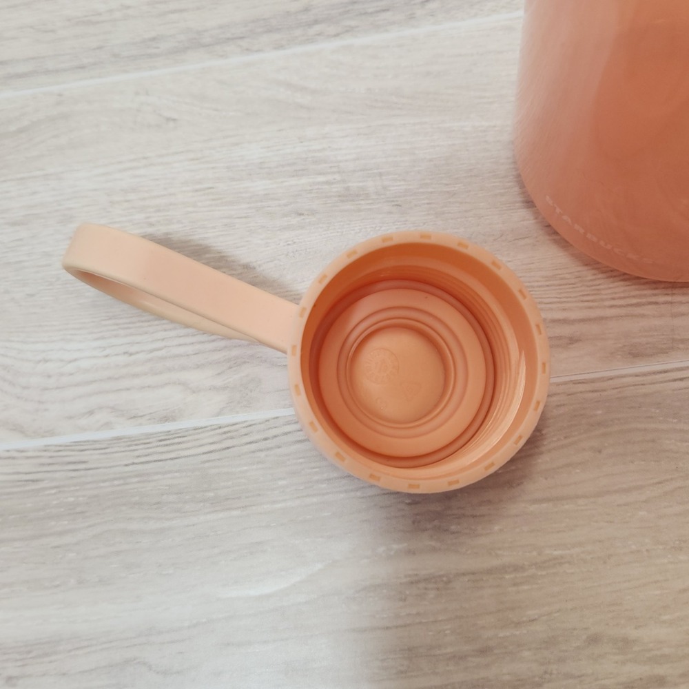 Starbucks Water Bottle Summer Peach Solid Bottle Rubber Loop 24oz Tea Ice Coffee - Picture 6 of 9